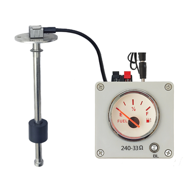 Fuel Level Sensor Kit with White Dial Gauge - Analog Fuel Tank Monitoring for Diesel Generator Sets, Backup Power Systems & Industrial Genset Applications