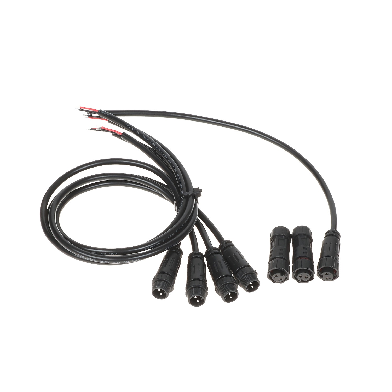 2-Core Wire with One-Piece Aviation Connector, IP68 Waterproof, Customizable Length